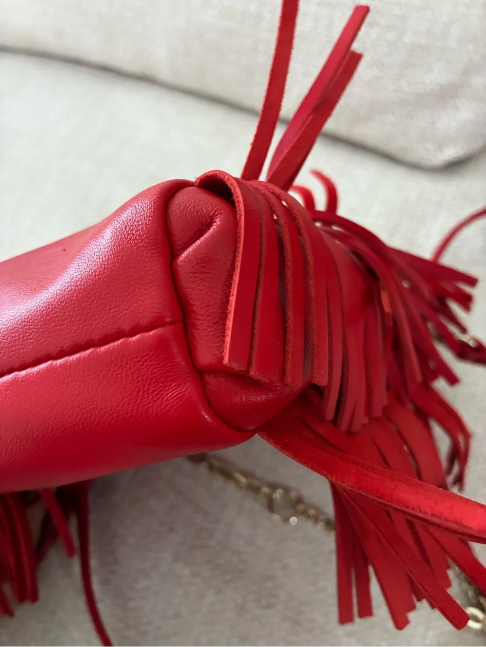 Maje NWOT Mini M Bag With Chain & Crossbody StrapIn Red Leather